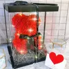 Подарочная упаковка, прозрачная упаковочная коробка, медведь из роз, искусственные цветы, украшение для свадебного фестиваля на день Святого Валентина, домашний декор C