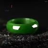 Bagues de cluster Naturel Vert Hetian Jade Eternity Love Bague Jasper Amulette Mode Luxe Charme Bijoux Sculpté À La Main Artisanat Cadeaux Pour Femmes Hommes