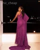 2024 Aso Ebi Purple Mermaid Prom jurk kristallen chiffon avond formeel feest tweede receptie verjaardag verlovingsjurken jurken jurken robe de soiree zj103