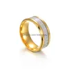 Band Rings Ice Silk Foil Gold Sier Blue Black Color Stainless Steel Ring Finger For Men Women Hip Hop Jewelry Fashion Will And Drop D Dhuix