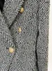 HIGH STREET ist ein F/W-Designer-Wollmantel für Damen mit schmaler Passform, Löwenknöpfen und Fischgrätenmuster, gestreifter Tweed-Jacken-Blazer 240129