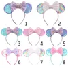 Accessoires pour cheveux, bandeau oreilles de souris à paillettes, joli nœud à paillettes pour enfants, accessoires de Cosplay de pâques et d'halloween, thème