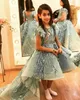 Glittrande spetskulklänning Flower Girl Dress med paljetter på bodice A Line High-Low Style Cap Sleeve Princess Girls Pageant Party Gowns Formal