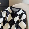 Women's Knits 2024 Spring Plaid Cardigan Jackets Women Clothing Thicked Casual O-neck Long Sleeve Pull Femme Fashion Chic Knit Cropped