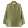 Women Blouses Plus Size 4xl LOOSE Temperament Pleated Tops Simple Solid Color Raglan Sleeves Chiffon Shirt Autumn 240202