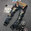 Herren Jeans Motorrad Jeans Denim Mode Loch Zerstört Gerade Lange Sommer Herbst Hose Ruiniert Männer Casual Marke Große Größe T240205