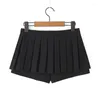 Saias YENKYE Estilo Preppy Bow Plissado Mini Saia Para Mulheres Zíper Lateral Com Roupa Interior Verão Cinza Branco Preto