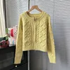 Frauen Strick Korea Chic Solide Einfache Twist Muster Oansatz Zipper Langarm Strickjacke Pullover Beiläufige Lose Strickwaren Tops Herbst x538