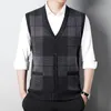 Mens Thickened Casual Sweater Tank Top Autumn and Winter Warm Cardigan 240223