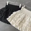Skirts Lolita High Waist Ruffle Skirt Women Kawaii Sexy Korean Fashion Lace Patchwork Slim Mini With Shorts Fairycore Ball Gown