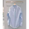 Designer Women Shirts Leter broderad Rhinestone T Shirt Woman Luxury Long Sleeve Croped Tops Elegant Charming Girl Lapel White Blue Blouse