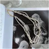 Autres pendentifs Authentique 925 Sterling Sier Dysmorphisme Collier de perles baroques Bijoux d'eau douce Mères Cadeau C-B857 Drop Livraison Ne Dho2S