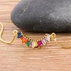 Nouvelle arrivée CZ Rainbow 14K Collier en or jaune femme longue chaîne Zirconia Pendant Natural Stone Bijoux Collier Party Party For Women G 175