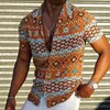 Men's Casual Shirts 2024Summer Mens Vintae Striped Sirt Fasion Luxury Sort Sleeve Awaii Sirts For Men Blusas Camisa Masculina