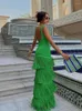 Casual Kleider Quaste Stricken Ärmelloses Kleid Frauen Grün Sexy Backless U-neck Lange Weibliche 2024 Sommer Mode Strand Urlaub Dame vestido