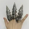 Anéis de Cluster Aomu 2024 Punk Vintage Full Finger Knuckle Armadura Anel para Homens Mulheres Gótico Rock Metal Garra Cospaly Jóias