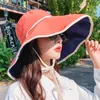 Fashion Women Sun Protection Beach Cap Spring Summer Sunscreen Hat Big Brim Bucket Hat Edge Anti-ultraviolet Uv Sun Hat UPF 50 240125