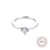 Anéis de cluster Clear Heart Solitaire Anel 925 Sterling Silver Casamento Noivado para Mulheres Moda Jóias Bijoux Femme