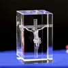 Mini K9 Crystal 3D Laser Sculpture Cube Christian Jesus Cross Figurine Virgin Mary Cross Celies Office biurko Dekor domu 240122