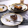 Zestawy zastawy stołowej 8 -calowa 10 cali złota talerz ceramiczny danie białe czarne zastawy stołowe Zestaw porcelanowych biżuterii luksusowa taca kuchnia toos 20 dhiqo
