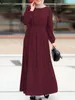 Etniska kläder zanzea eleganta kvinnor islamisk mode långärmad solid muslimska abaya maxi klänning ramadan kalkon hijab klänningar robe femme