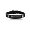 Identificação Mens Aço Inoxidável Tag Bíblia Cruz Pulseiras Preto Sile Mulheres Homens Pulseira Bangle Cuff Moda Jóias Will e Sa Dhhhs