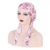 Vêtements ethniques Femmes musulmanes Imprimer Foulard pré-attaché Élastique Femme Turban Cancer Chemo Chapeau Couverture de perte de cheveux Head Wrap Headwear Stretch