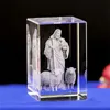 Mini K9 Crystal 3D Laser Sculpture Cube Christian Jesus Cross Figurine Virgin Mary Cross Celies Office biurko Dekor domu 240122