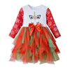 Girl Dresses DXTON Children Christmas Dress 2024 Snowflake Year Toddler Party Vestidos Winter Cartoon Long Sleeve Girls Princess