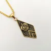 Black Knight Bling Bling 14k Gold Masonic Free Mason Freemasonry Free and Accepted Crystal Pendants Necklace