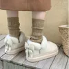 Pantoufles d'hiver pour femmes et hommes, bottines chaudes et mignonnes, semelle épaisse antidérapante, chaussures en coton avec nœud en fourrure de neige, peluche imperméable en Pu pour hommes