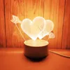 Romantic Love 3D Acrylic Led Lamp for Home Children's Night Light Table Lamp Birthday Party Decor Valentine's Day Bedside Lamp