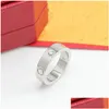 Anéis de banda 5mm clássico chave de fenda amor anel moda designer unhas diamante para mulheres chapeamento de luxo 18k ouro 316l titânio aço golpe ot935