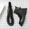 Stövlar Fashion Military Thick Soled Motorcykel Designer Winter Boot Formal Dress Shoes For Men Leather Ankel