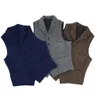 Gilet da uomo classico abito marrone in lana tweed con risvolto gilet con risvolto a spina di pesce cappotto invernale da sposo per matrimonio 240125