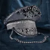 Bérets Bejeweled Crystal Captain Hat pour Bachelorette Party Sergent Polyvalent Club Stage Bar