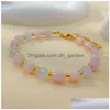 Braccialetti con ciondoli Bracciale con perline morganite Pietra preziosa naturale Gioielli estivi di moda regolabile in acciaio inossidabile per le donne Consegna di goccia Dhfgd