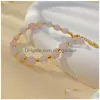 Charm Bracelets Women Morganite Beaded Bracelet Natural Gemstone Adjustable Stainless Steel Chain Fashion Jewelry Gift Drop Delivery Dhaay