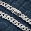 20mm Moissanite Baguette Miami Cuban Link Chain Necklace 925 Sterling Silver Men's Vvs Moissanite Cuban Link Chain