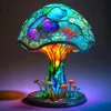 Vintage Stained Glass Plant Series Table Lamps Mushroom Snail Octopus Resin Colorful Ornament Desk Home Decoration 15x15x10cm 240123