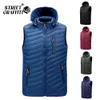 S.T.G Uomo Gilet senza maniche Gilet con cappuccio solido Giubbotti Moda maschile Inverno Tasche casual Gilet Giacca antivento 240202