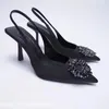 Traf Black Women Pumps Shoes Fashion Rhinestone High Heels 여성 샌들 Stiletto Stiletto weed weddings 신부 신발 240118