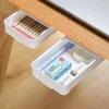 Caja de almacenamiento oculta autoadhesiva, cajón de escritorio, soporte de mesa de plástico, organizador de papelería para cosméticos y artículos diversos simples 240125