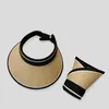 Bandane Cappello da sole estivo Cappelli da esterno da donna Protezione UV Tesa larga pieghevole portatile da spiaggia in paglia