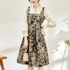 Casual Dresses Chinese Style Women's Vintage Dress 2024 Spring Elegant Fashion for Women Long Sleeve Floral Print Jacquard