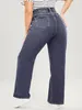 Jean à jambes larges grande taille pour femmes extensible taille haute jambes droites coupe ample 100 Kgs 175 cm grande dame Denim jean 240202