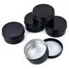 Storage Bottles 10Packs Empty Jars Black Round Aluminum Tin Screw Top Metal Steel Tins Lip Box Cosmetic Containers