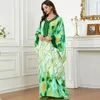 Etniska kläder Abaya för kvinnor Muslimskt bat ärm Loose Maxi Dress Elegant Printed Kaftan Dubai Islam Arab Kimono Turkiet Jalabiya Caftan
