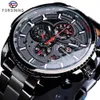 Forsining Three Dial Calendar Stainless Steel Men Mechanical Automatic Wrist Watches Top Brand Luxury Military Sport Male Clock 240123