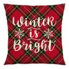Cuscino natalizio scozzese rosso e nero con fiocchi di neve, stampa a slitta, federa in lino, coprisedile per auto universale